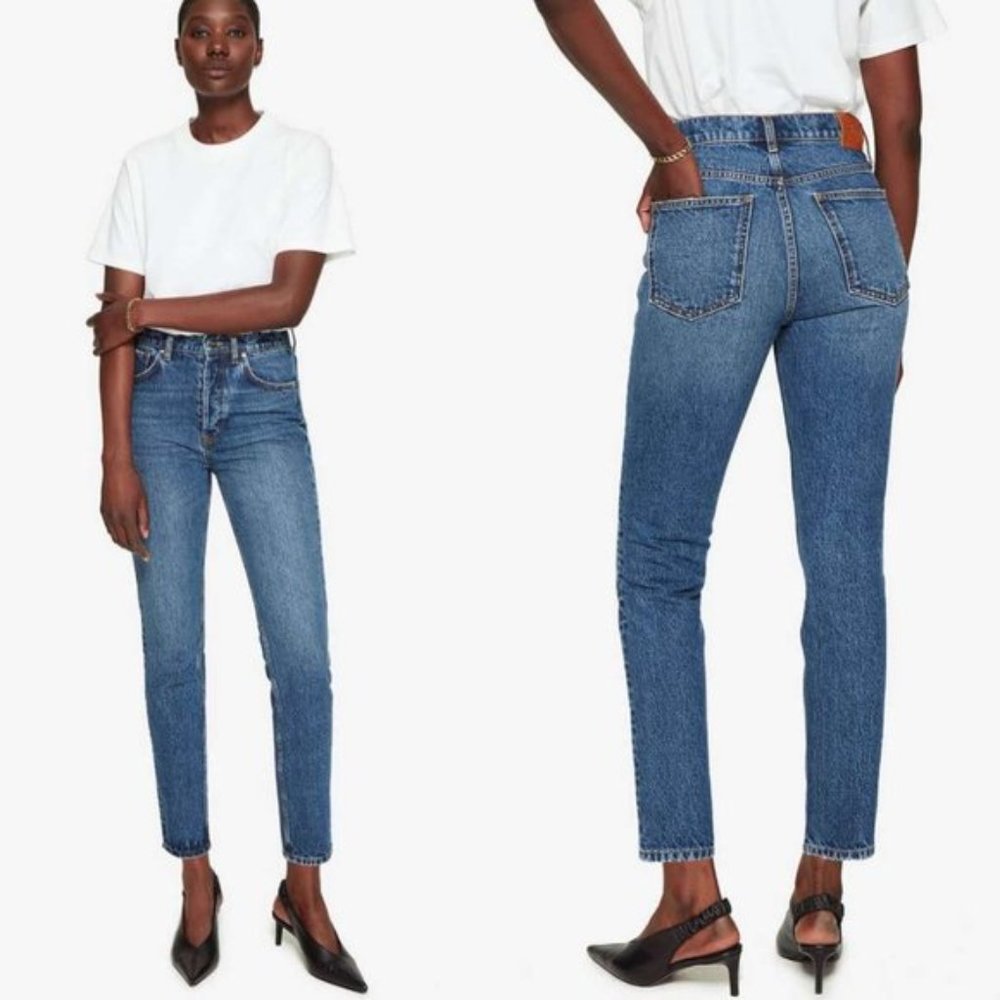 Anine Bing Sonya High Rise Jeans in Mid Indigo